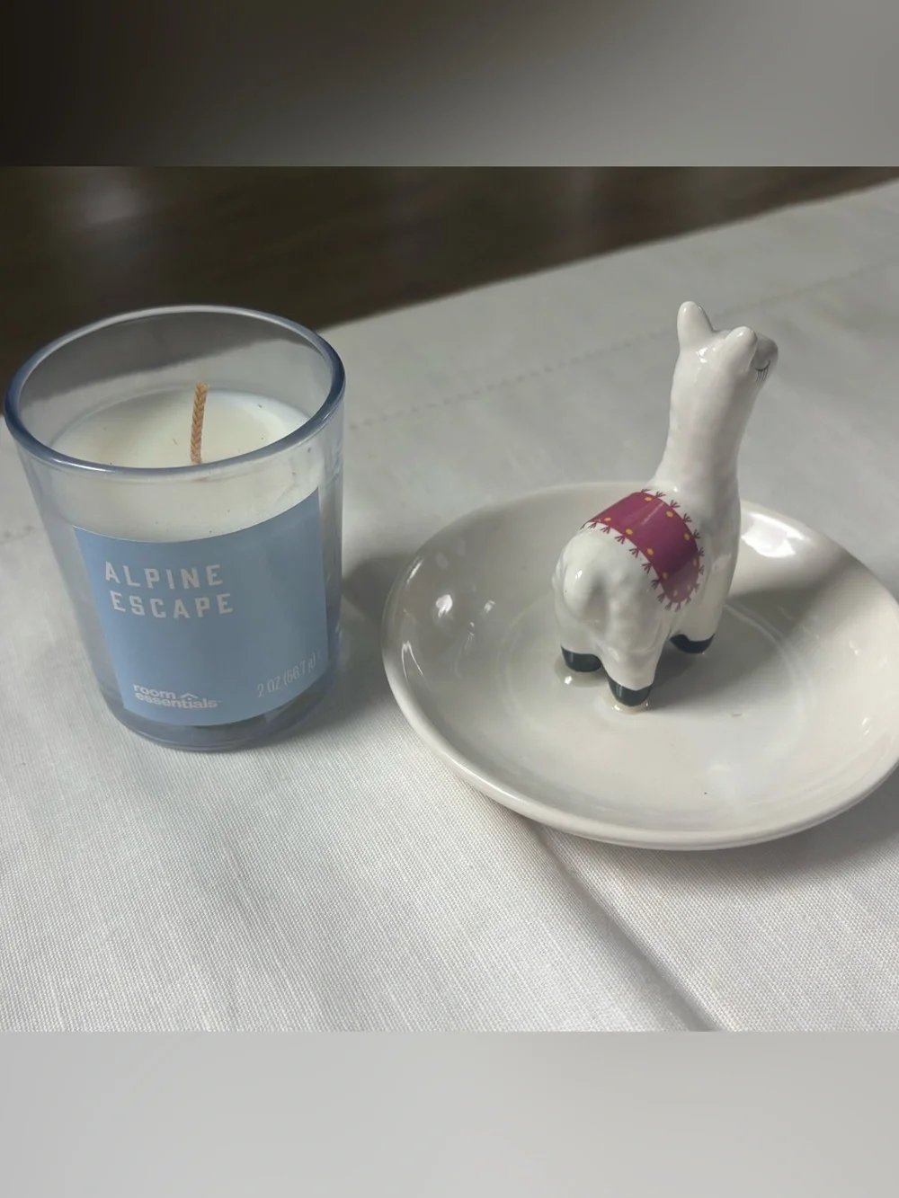 Alpine Escape Scented Candle - Blue & Llama Ring Jewelry Holder